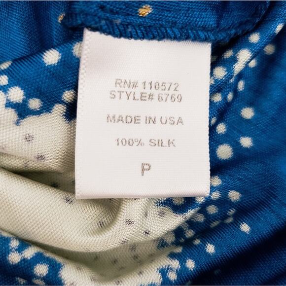 Twelfth Street by Cynthia Vincent Blue 100% Silk Dress Sz P (small) Long Sleeve - Picture 5 of 5